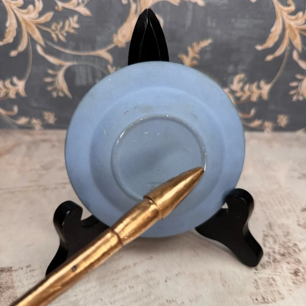 Vintage Wedgwood Blue Jasperware Cherub Pin Dish 1970 England